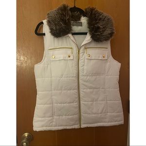 Casual Identity Puffer Vest with Fur